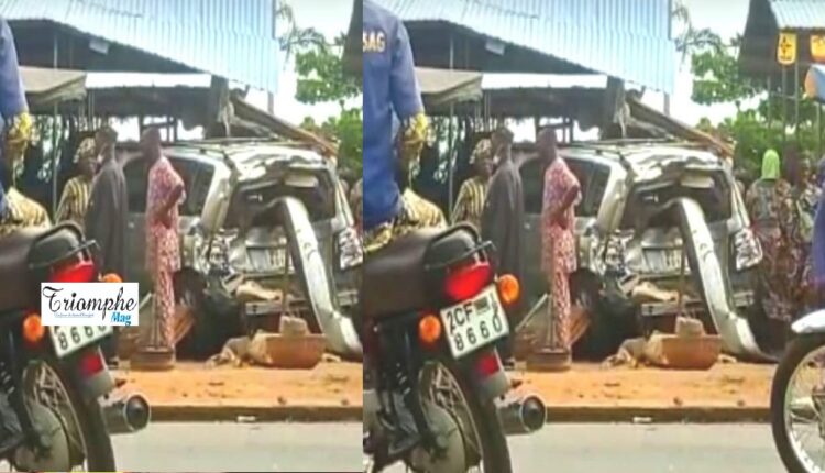 une voiture 4X4 perd le contre et fonce dans un marché à Porto-Novo