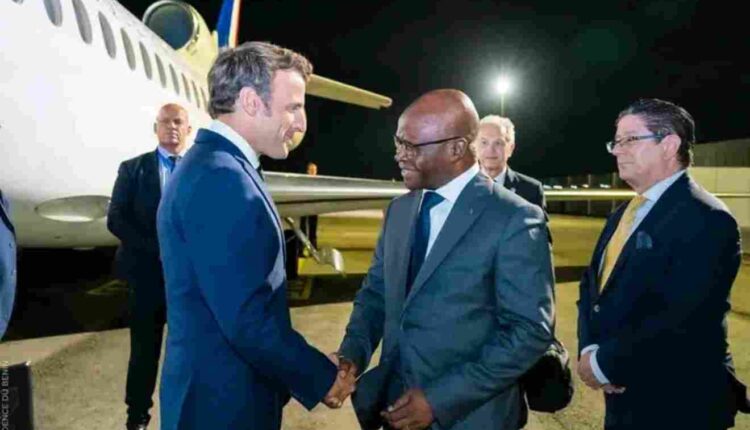 Ministre des Affaires étrangères et de la Coopération, Aurelien AGBENONCI et Emmanuel Macron
